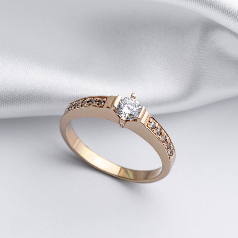 Кольцо золотое с фианитом 1К056