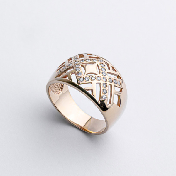 Каблучка золота з фіанітами 1К078