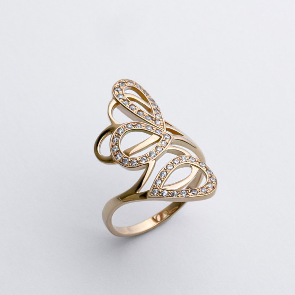 Каблучка золота з фіанітами 1К107