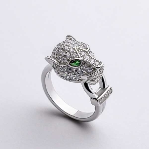 Кольцо серебряное с фианитами Пантера 2ККР25/3