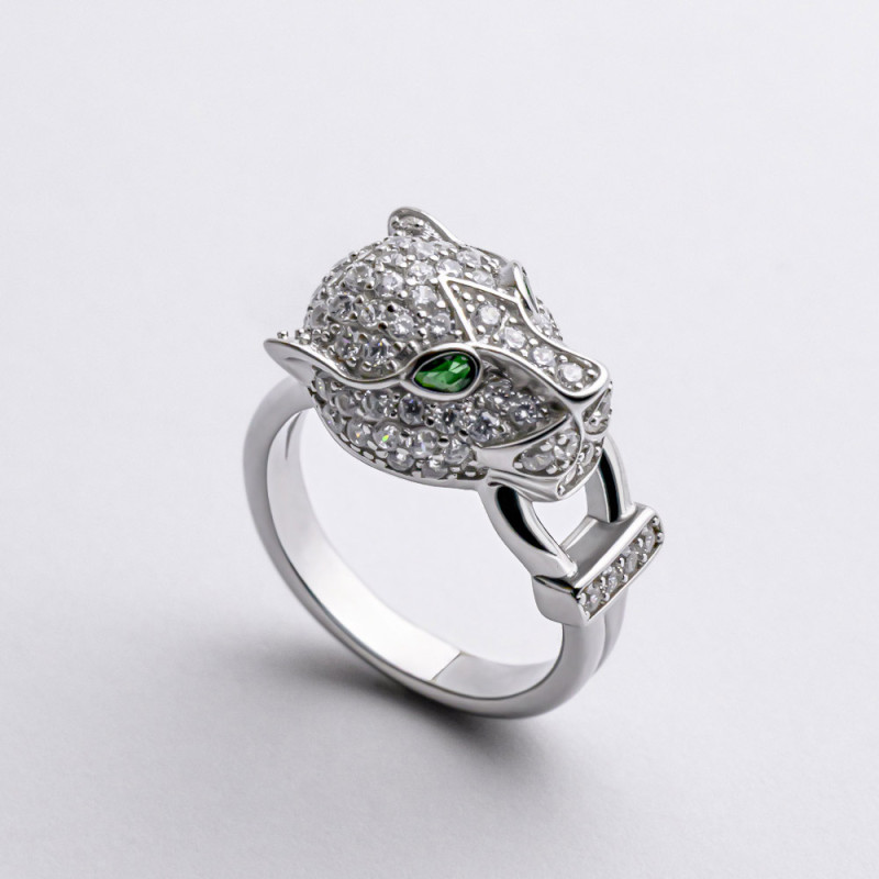 Кольцо серебряное с фианитами Пантера 2ККР25/3