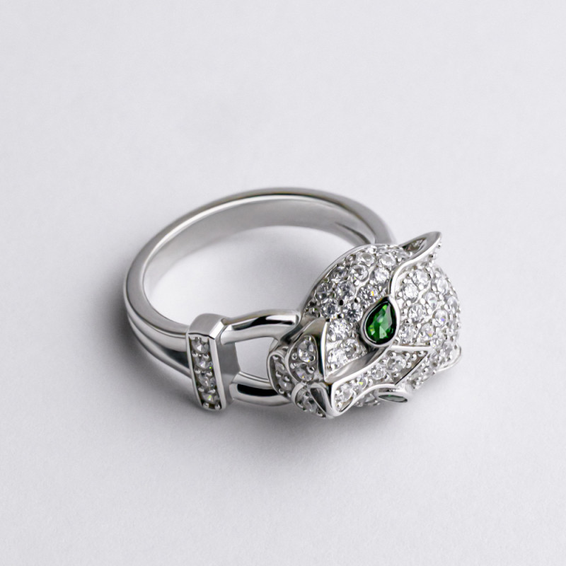 Кольцо серебряное с фианитами Пантера 2ККР25/3