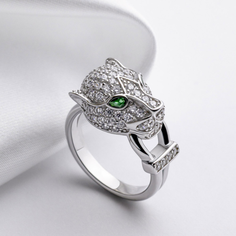 Кольцо серебряное с фианитами Пантера 2ККР25/3
