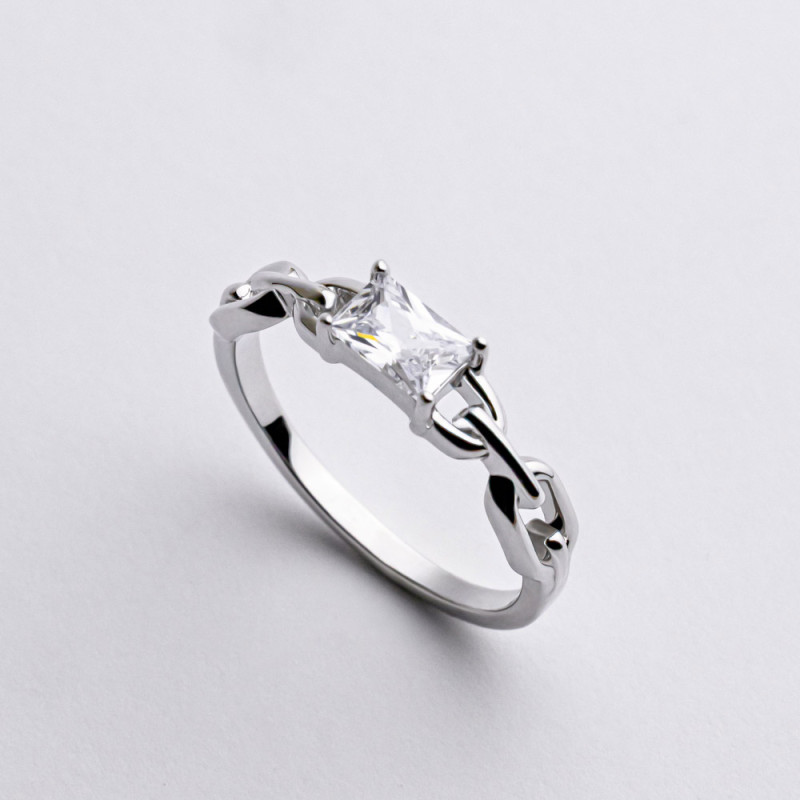 Кольцо серебряное с фианитом 2КН25/28