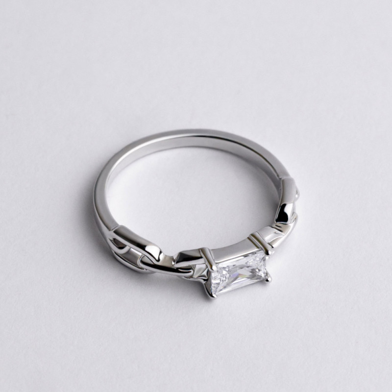 Кольцо серебряное с фианитом 2КН25/28