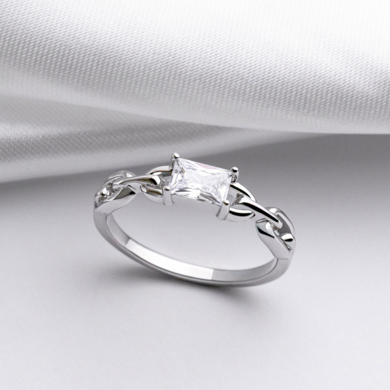 Кольцо серебряное с фианитом 2КН25/28