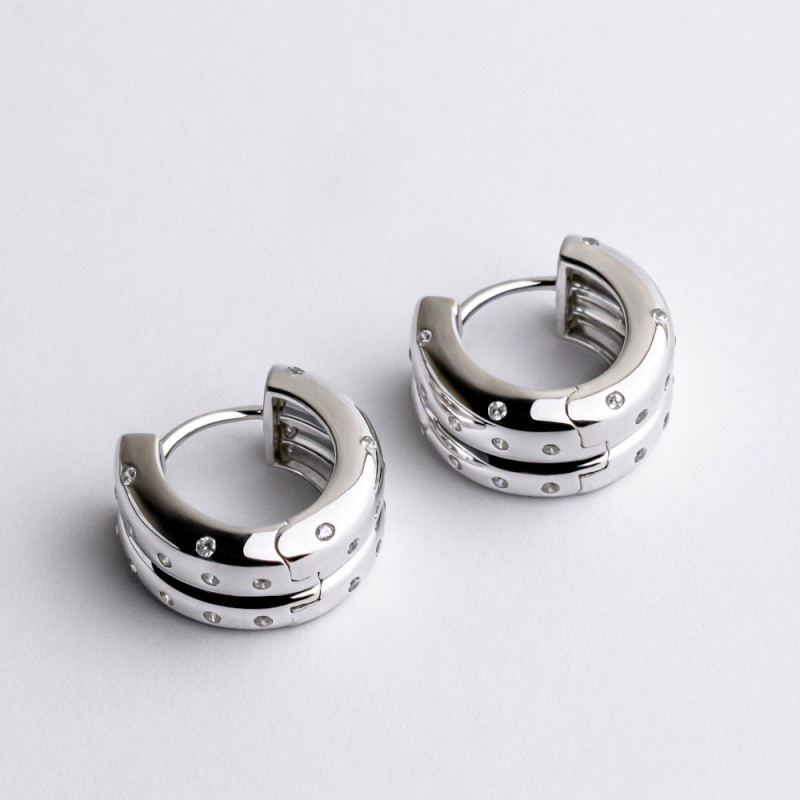 Сережки-конго срібні з фіанітами 2СН25/31