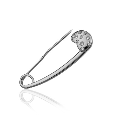 Булавка серебряная с фианитами Сердечко 2БШ226