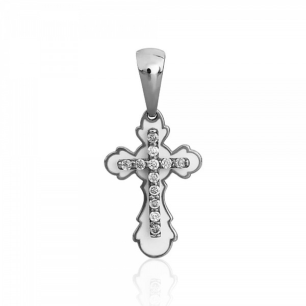 Крестик серебряный с эмалью и фианитами 2КР163.1
