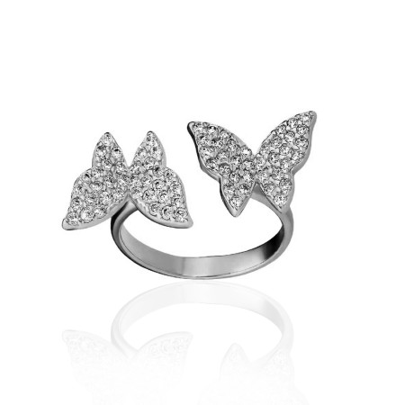 Кольцо серебряное с фианитами Бабочки 2КВ2119