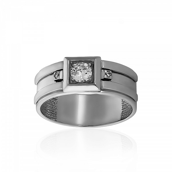 Перстень срібний з фіанітами 2ПЧ204