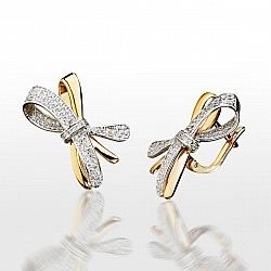 Серьги золотые Бантики с фианитами 103-0160