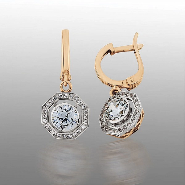 Серьги золотые с фианитами 103-0394