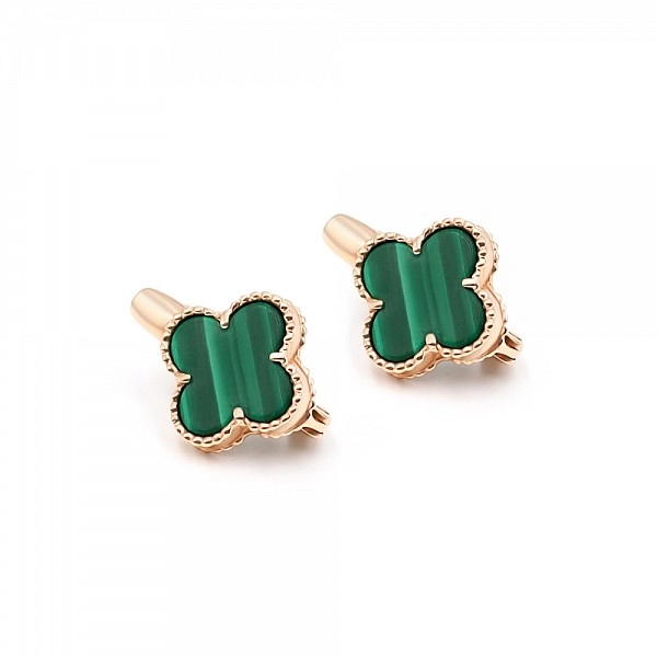 Сережки золоті з малахітом С125М