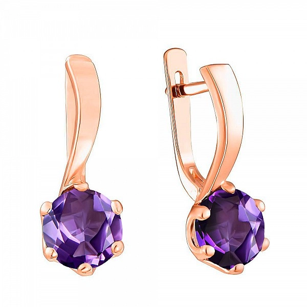Сережки золоті з аметистом С229АМ