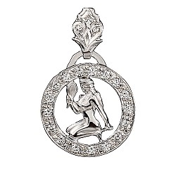 Подвеска серебряная Знак Зодиака Дева с фианитами 2П008зчД
