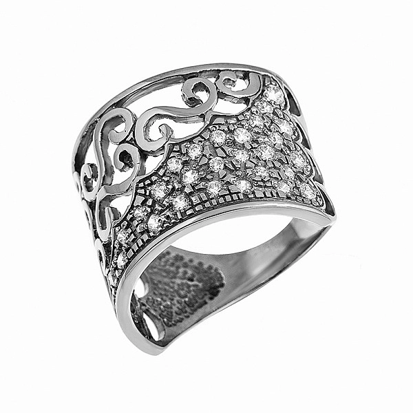 Кольцо серебряное с фианитами 2К037