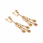 Серьги золотые с хризолитом и фианитами ПМ32971-2