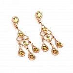 Серьги золотые с хризолитом и фианитами ПМ32971-2