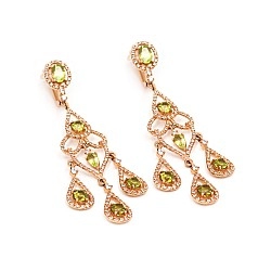 Серьги золотые с хризолитом и фианитами ПМ32971-2